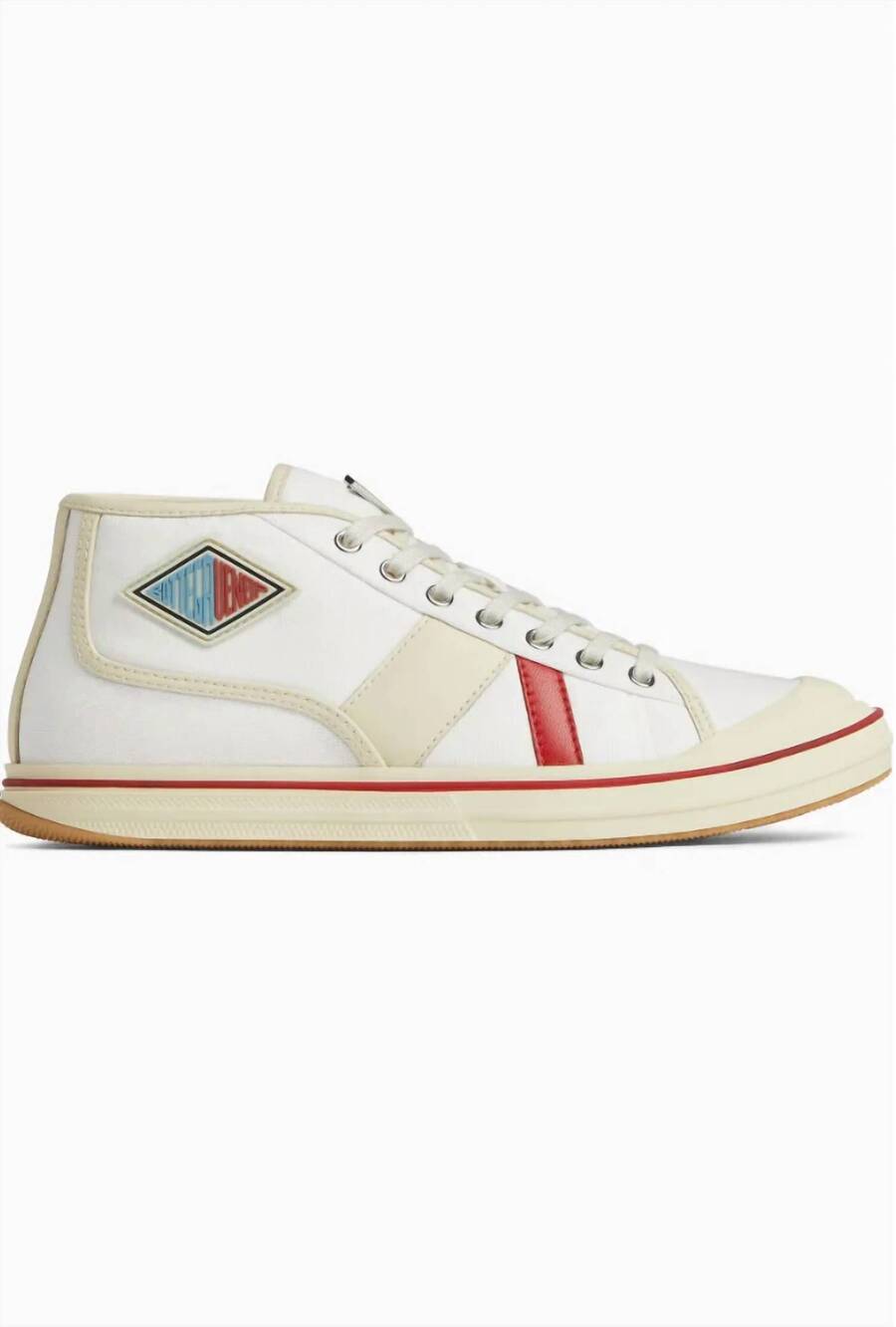 NEW BOTTEGA VENETA women's retro mid-top platform lace up sneakers in white canv